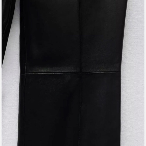 NWT $229 ZARA 100% Genuine Sheep Leather Black Flare Pants Limited Edition Sz XS - Picture 9 of 13